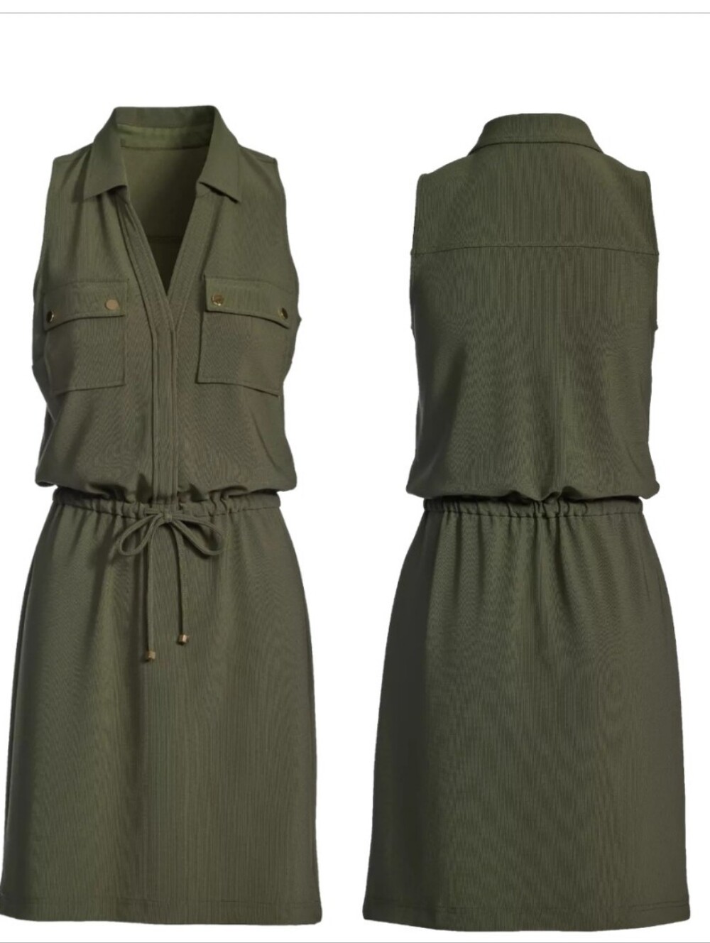 Boston Proper Beyond Travel Drawstring Utility Dress Olive Green sz S - Picture 3 of 12